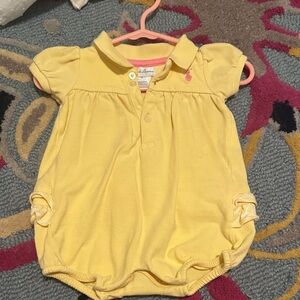 Ralph Lauren Yellow Baby Romper with Pink Logo